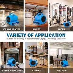 MOUNTO 1/4hp 1000cfm Air Mover Floor Blower Fan for Drying, Cooling, Ventilation