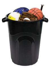 32 Gallon Plastic Trash Can with Lid, Indoor/Outdoor Use, Black (Pack of 2)