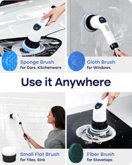 Cleanninja Electric Spin Scrubber for Cleaning, Adjustable 10″-50″, White