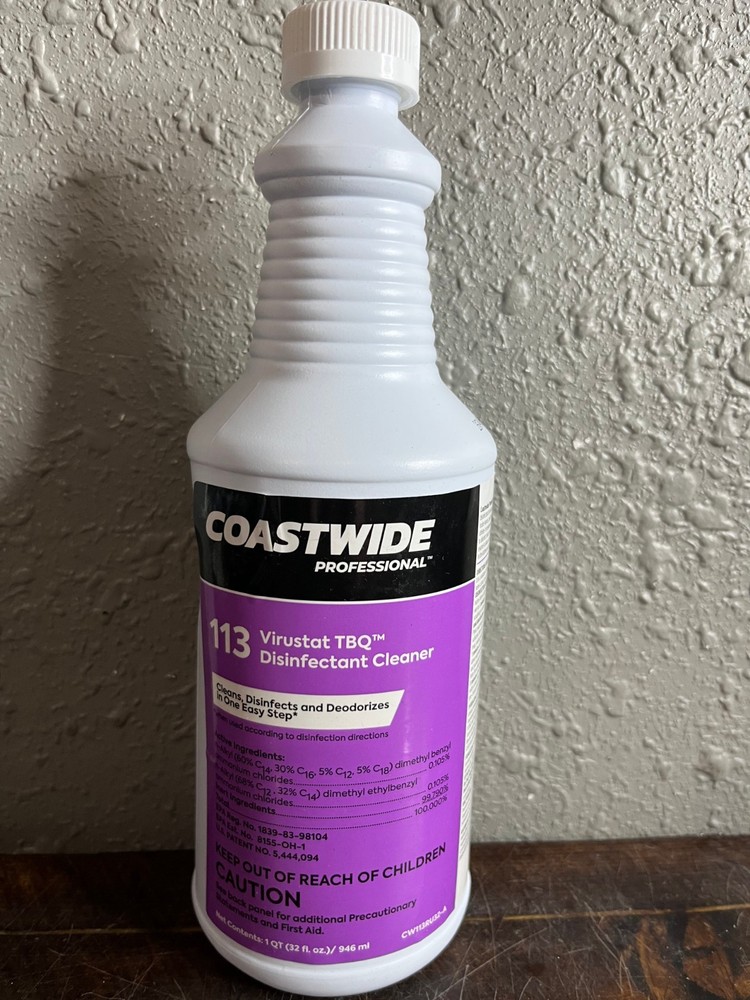 3 Pack Coastwide Professional 113 Virustat TBQ Disinfectant Cleaner 32oz 1 Quart