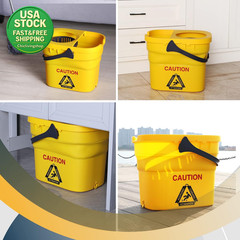 Commercial Mop Bucket with Wringer Collapsible Plastic Yellow