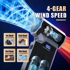 Air Duster Rechargeable, 120000RPM Compressed Air Duster with LED Lighting