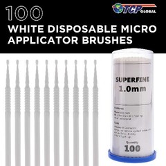 100 Paint Touch Up Brushes, Disposable Micro Brush Applicators, White with Fine