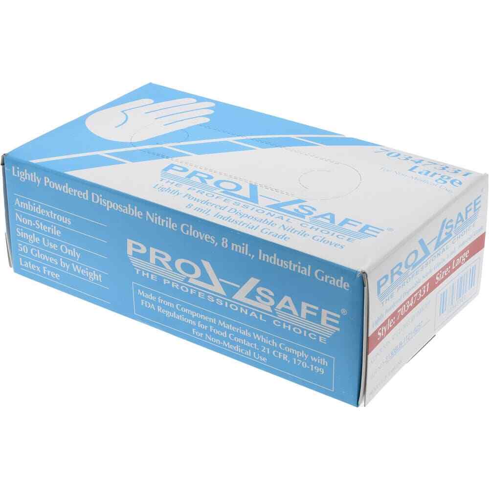50 Pack PRO-SAFE 31308LB240R5 Disposable Gloves, Size Large, 8 mil, Nitrile