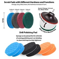 Drill Brush Scrub Pads 38 Piece Power 38 Piece, Yellow,black,green