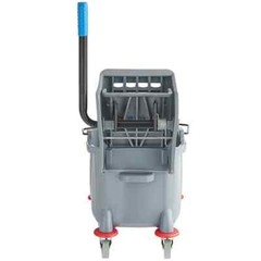 Restaurant Janitorial 26 Qt. Grey Mop Bucket and Side Press Wringer Combo