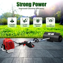 Heavy Duty 2 3HP Power Sweeper 52cc Handheld Gas Powered Broom Snow Dirt Walkway