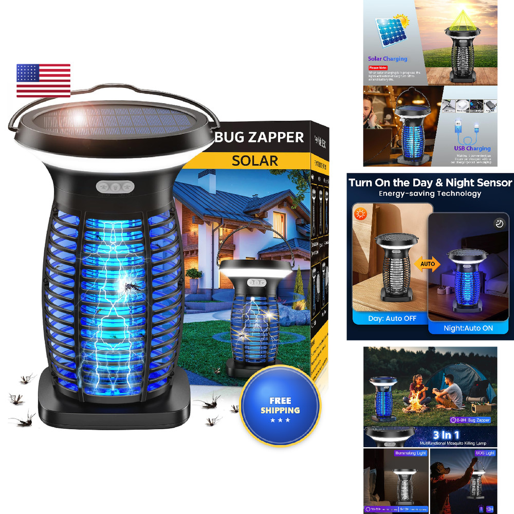 Zechuan Solar Bug Zapper Outdoor Waterproof Portable Rechargeable Bug Zapper
