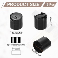 15Pcs Black Disc Top Caps Replacement 28/410 Press Disk Cap 1.3×1.2×1.1”
