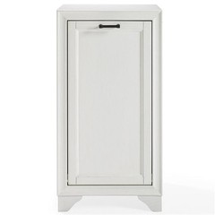 Crosley Furniture Tara Wood Laundry Hamper in Vintage White/Black