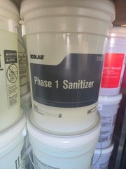 Ecolab Phase 1 Liquid Sanitizer for Dish/Dishwasher 5 gal Bucket EPA 1677-52