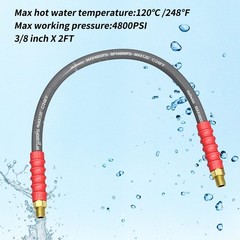 Pressure Washer Whip Hose 2FT, 3/8” Hose Reel Connector for Power Washer, 24…