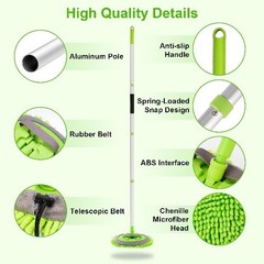 62″ Car Wash Brush Kit Mitt Mop Sponge with Long Handle Chenill Color: A-green