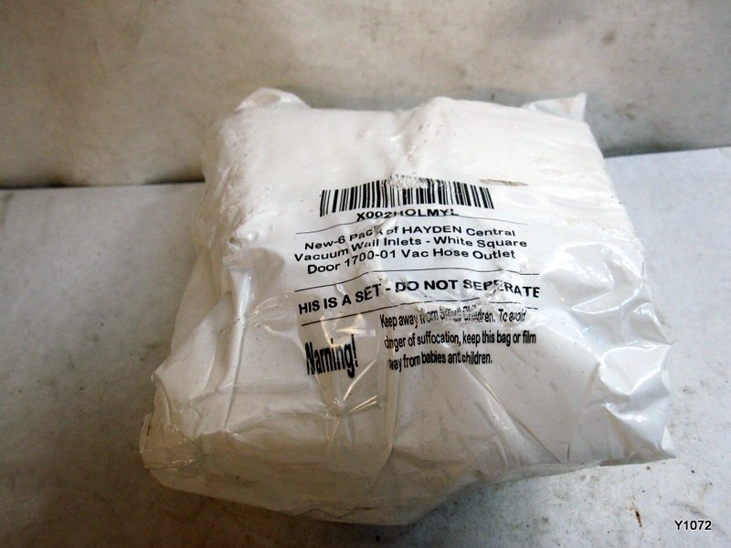 6 Pack of HAYDEN Central Vacuum Wall Inlets – White Square Door 1700-01