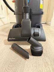 Nilfisk VP400 HEPA Bagged Canister Vacuum Corded Electric w/ Attachments