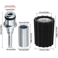 High Pressure Washer Hose Repair Kit, Washers 15 inches, Silver Black