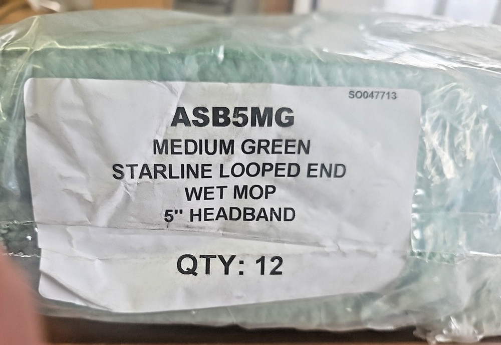 (12) Golden Star® Starline™ Blend Colored Wet Mop – Medium, 5″, Green ASB5MG