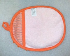 Orange Chenille Cleaning Sponge Mitt Polyester Washable