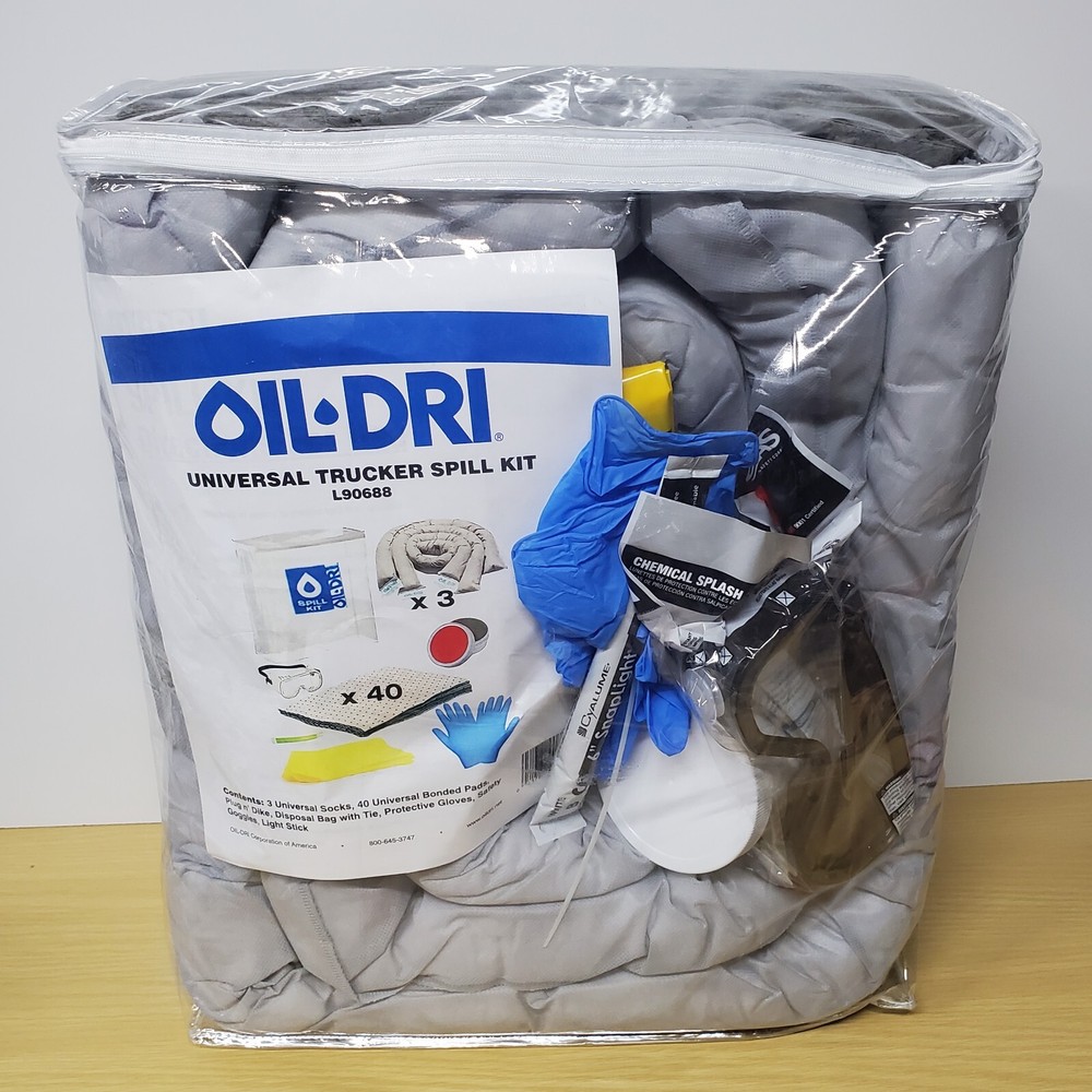 Oil Dri Universal Trucker Spill Kit Gloves Absorbant Socks Light Stick L90688
