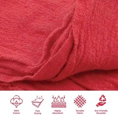 200 Pieces Red Shop Towel Large 15×15 Cleaning Rags, Fast Free Shipping, A Grade