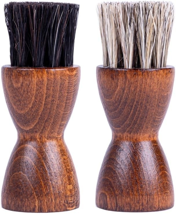 Horsehair Dauber Brush Set, Shoe Shine Polish Applicators for Leather Boots,