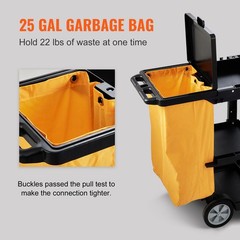 VEVOR Janitorial Trolley Cleaning Cart with PVC Bag and Cover for Housekeeping