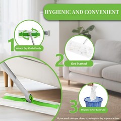 RAINFLOW 100 Count Dry Sweeping Cloths – Disposable Mop Pads 100 pcs, White