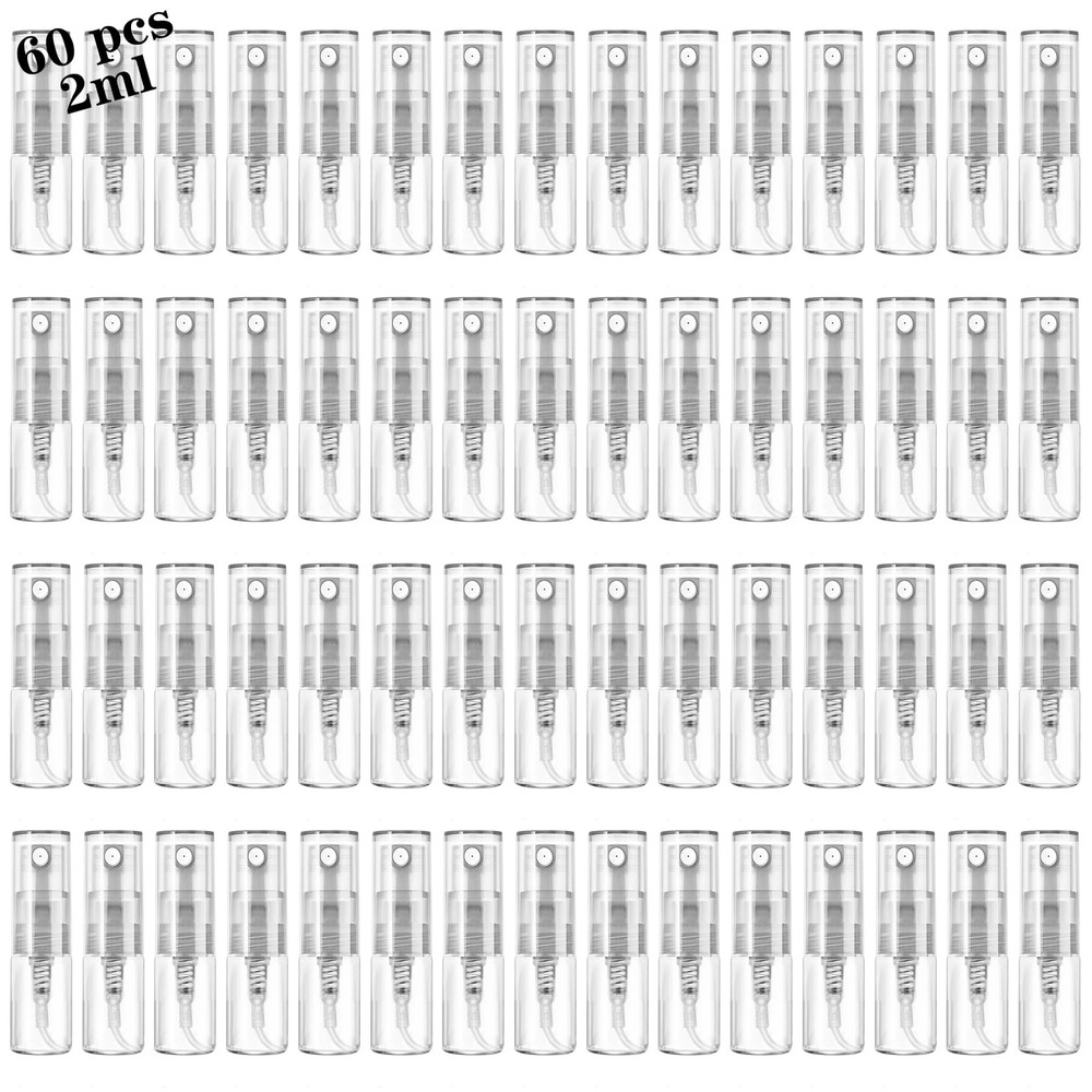 Csdtylh Mini Spray Bottle 2ml, Refillable Glass 60PCS,2ML, Clear