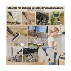 Gautye Steam Cleaner, 3 Level Adjustable Handle, 15s Heat Up, 1.69 Quarts Tan…
