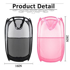Buyongwant Collapsible Pop Up Laundry Hamper, Extra Large, 2P Black+Pink