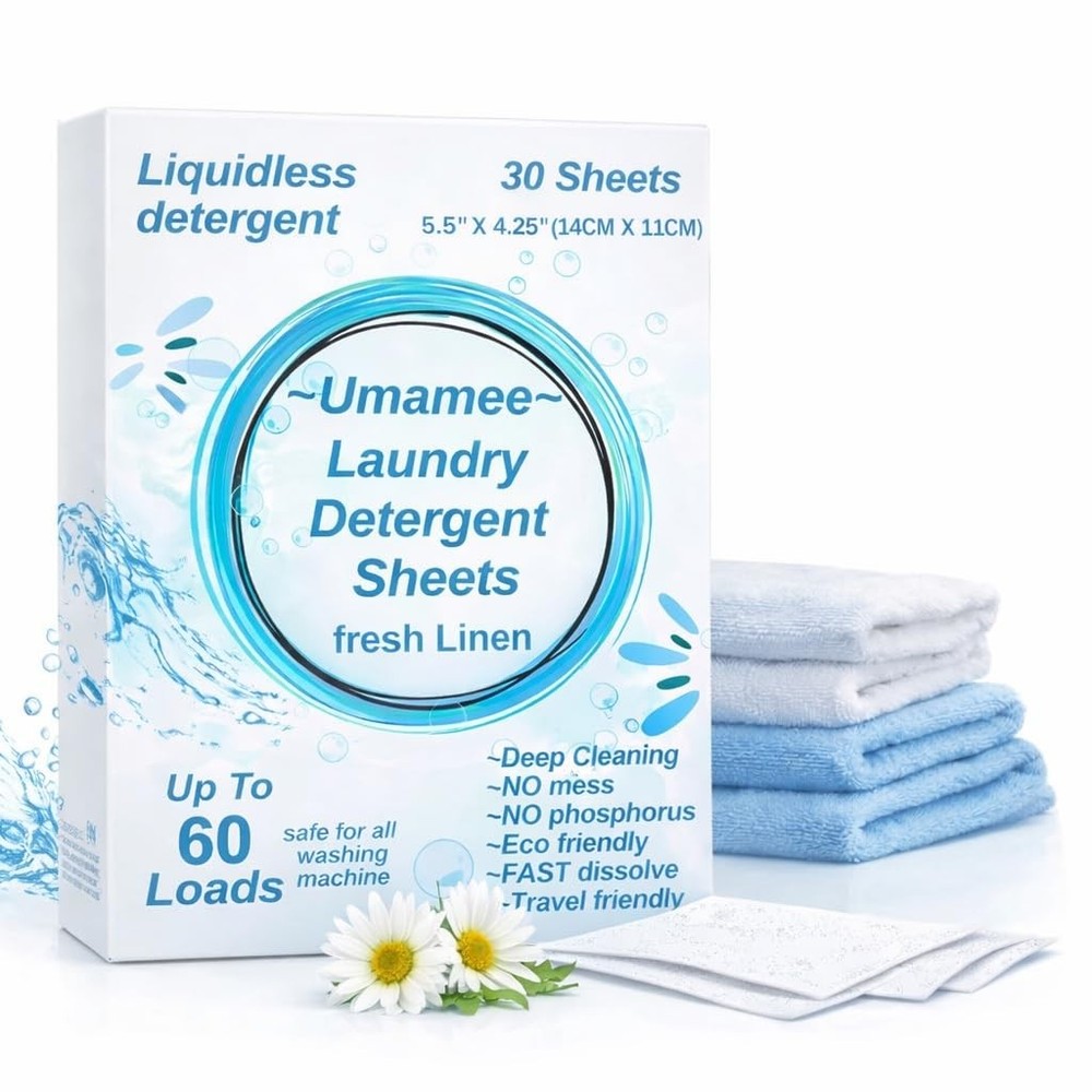 Laundry Detergent Sheets – Cold Water Powerful Clean, 60 Count (Pack of 1)