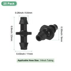 M METERXITY 25-Pack Drip Irrigation Barbed Fittings, for 1/4 Inch Black