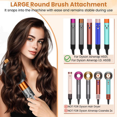 PUREGUST Upgraded Large Round Volumizing Brush for Dyson Airwrap Large, Gold