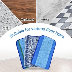 8 Pack Microfiber Cleaning Pad for Bona, 4+2+2blue&grey