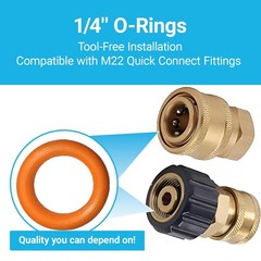 100-Pack 1/4″ Pressure Washer O-Rings for Quick Coupler Compatible Orange