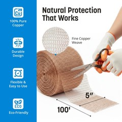 Coldbreak Copper Mesh Rodent Control – 5″ x 100′ Rustproof 100′,
