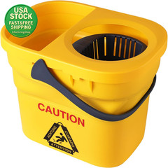 Commercial Mop Bucket with Wringer Collapsible Plastic Yellow