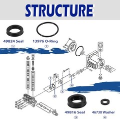 76975 Seal Kit For Cat Pump, For 4DNX Pumps Model 4DNX25GSI 4DNX27GSI 12 PCS