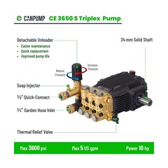 Canpump CE 3650 S: 3600 psi @ 5 US gpm Belt-Drive Pressure Washer Pump with E…
