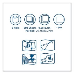 Tork? Advanced ShopMax Wiper 450, Centerfeed Refill, 9.9×13.1, Blue, 200/Roll, 2