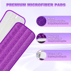 6 Pack Reusable Mop Pads for Swiffer PowerMop, Power 6 PACK, Purple