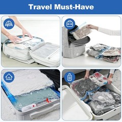 VMstr 9 Pack Travel Vacuum Storage Bags 9 Combo + USB Pump, Red and White
