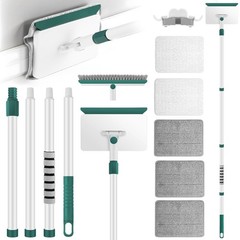 Baseboard Cleaner Tool with Handle, 60″ Extendable Long Green, White-green