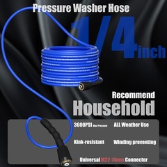 Kink Resistant 1/4″ Pressure Washer Hose 50FT，3600PSI Power Washer Hose R