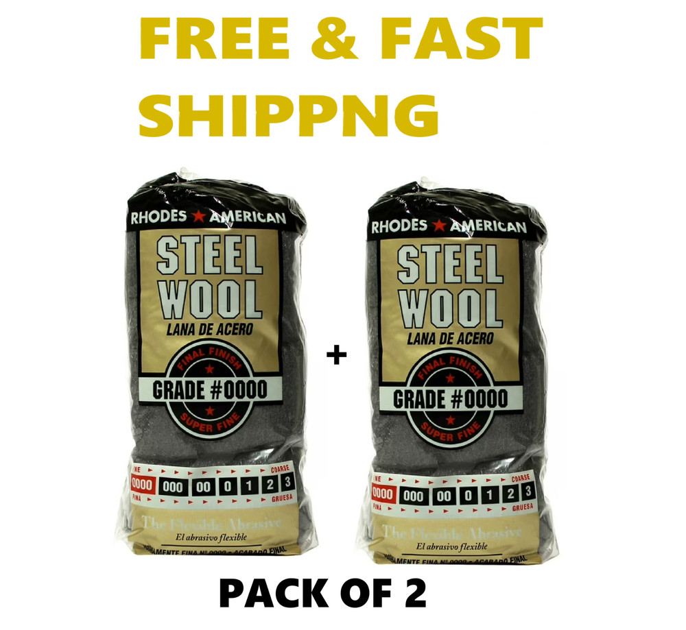 Steel Wool 0000 12 pad Fine Grade Rhodes, American Final Finish Super Fine