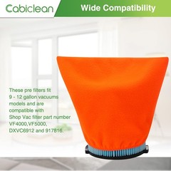 4 Packs Vac Filter 8″Diameter x 11.5″L x 14″W(At Top), Cover