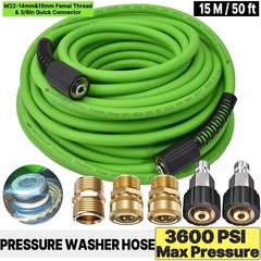 3600 Super Flexible Pressure Washer Hose M22(14&15mm) Female& 3/8″ Quick Connect