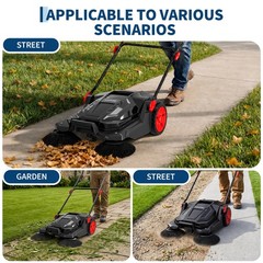 25.6 Inch Manual Push Floor Sweeper Walk-Behind Hand Push Sweeper for Garage