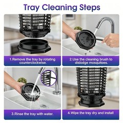 Portable Solar Mosquito Lamp, Fly and Mosquito Trap, Dual Solar Panels, 3 charge