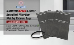 38737/CMXZVBE38737 Wet/Dry Vac Filter Bags for Craftsman 2 to 2.5 Gallon Wet/Dry
